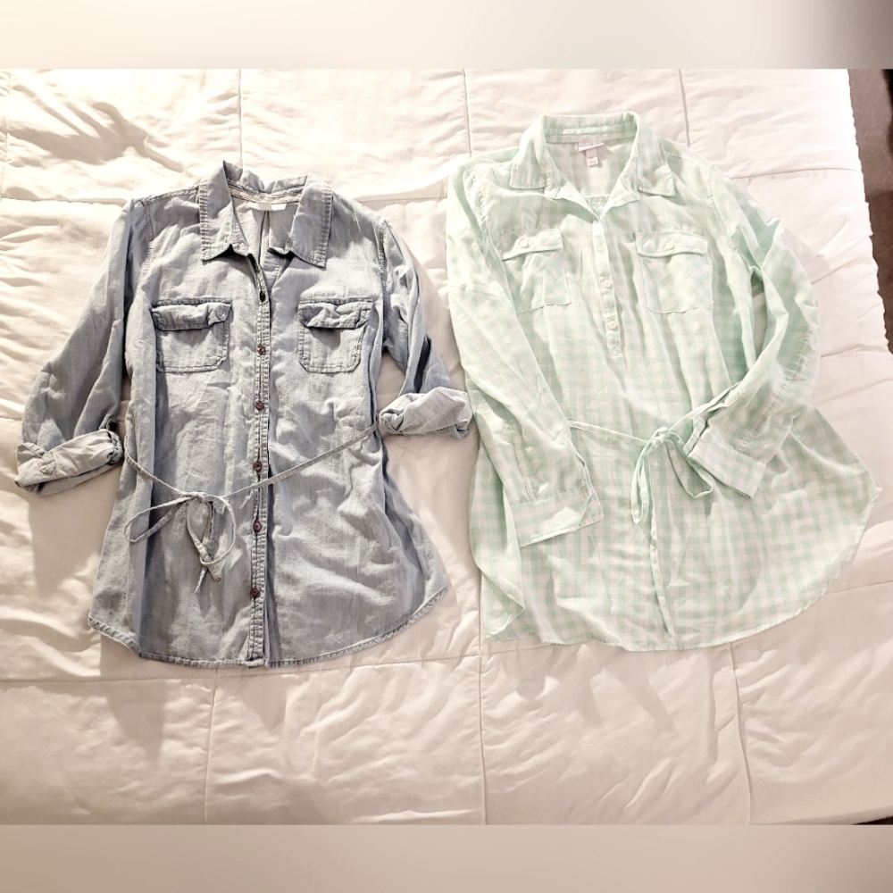 **Two** Maternity button-down tops L